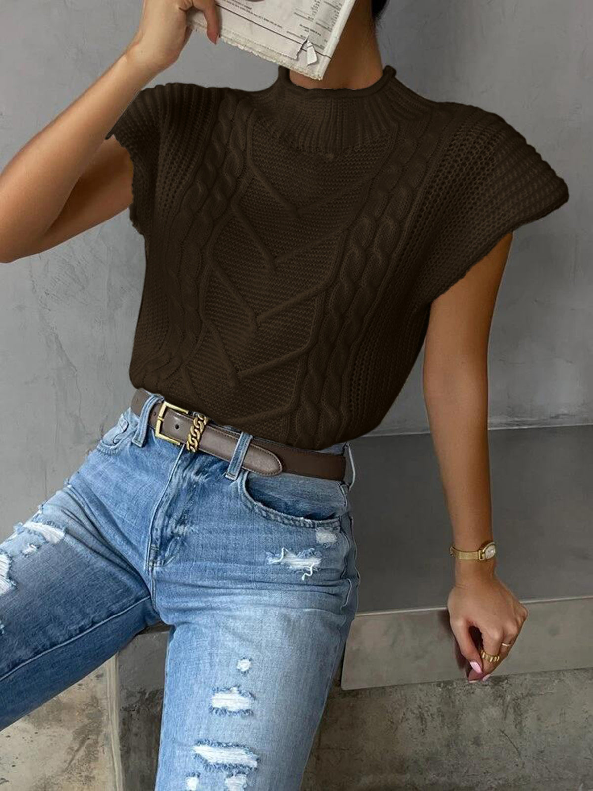 Quiet Luxury Cap Sleeve Sweater Vest