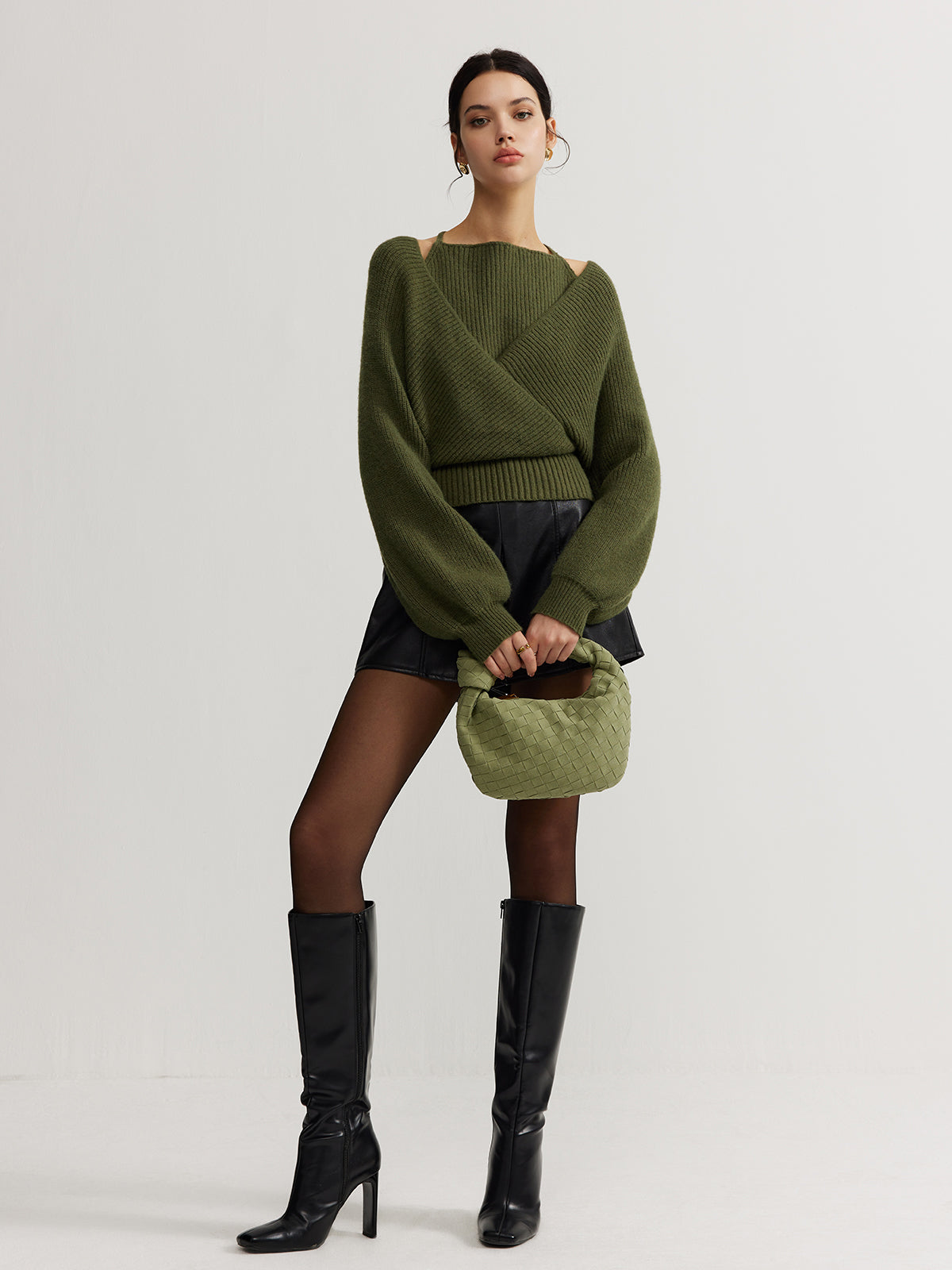 Double Duty Bat Sleeve Halter Knit Top