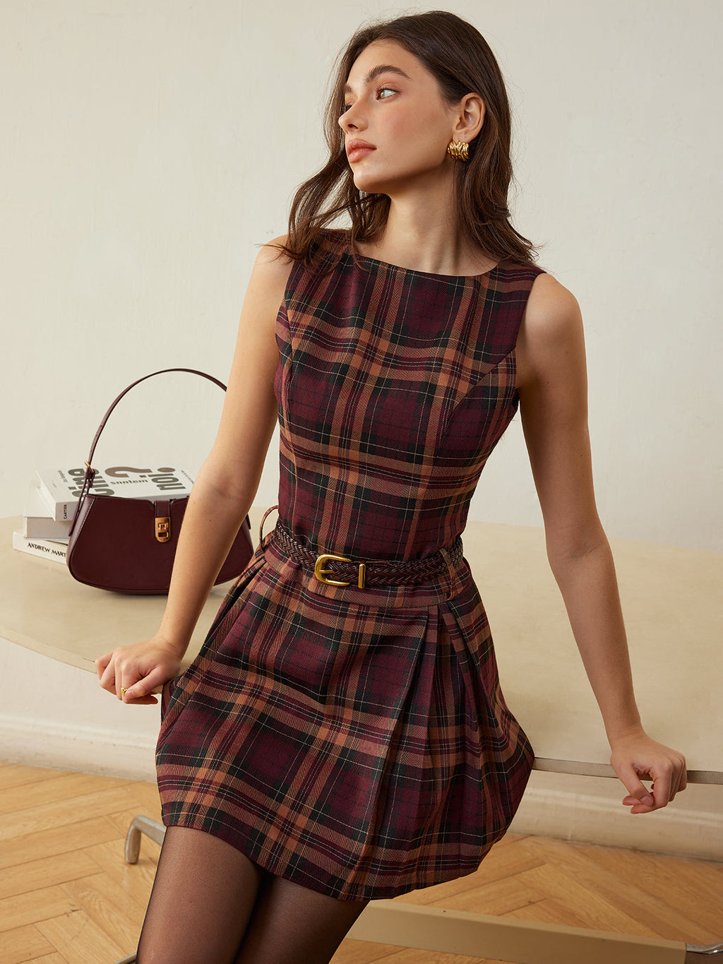 Ella Stylish Checked Tank Dress