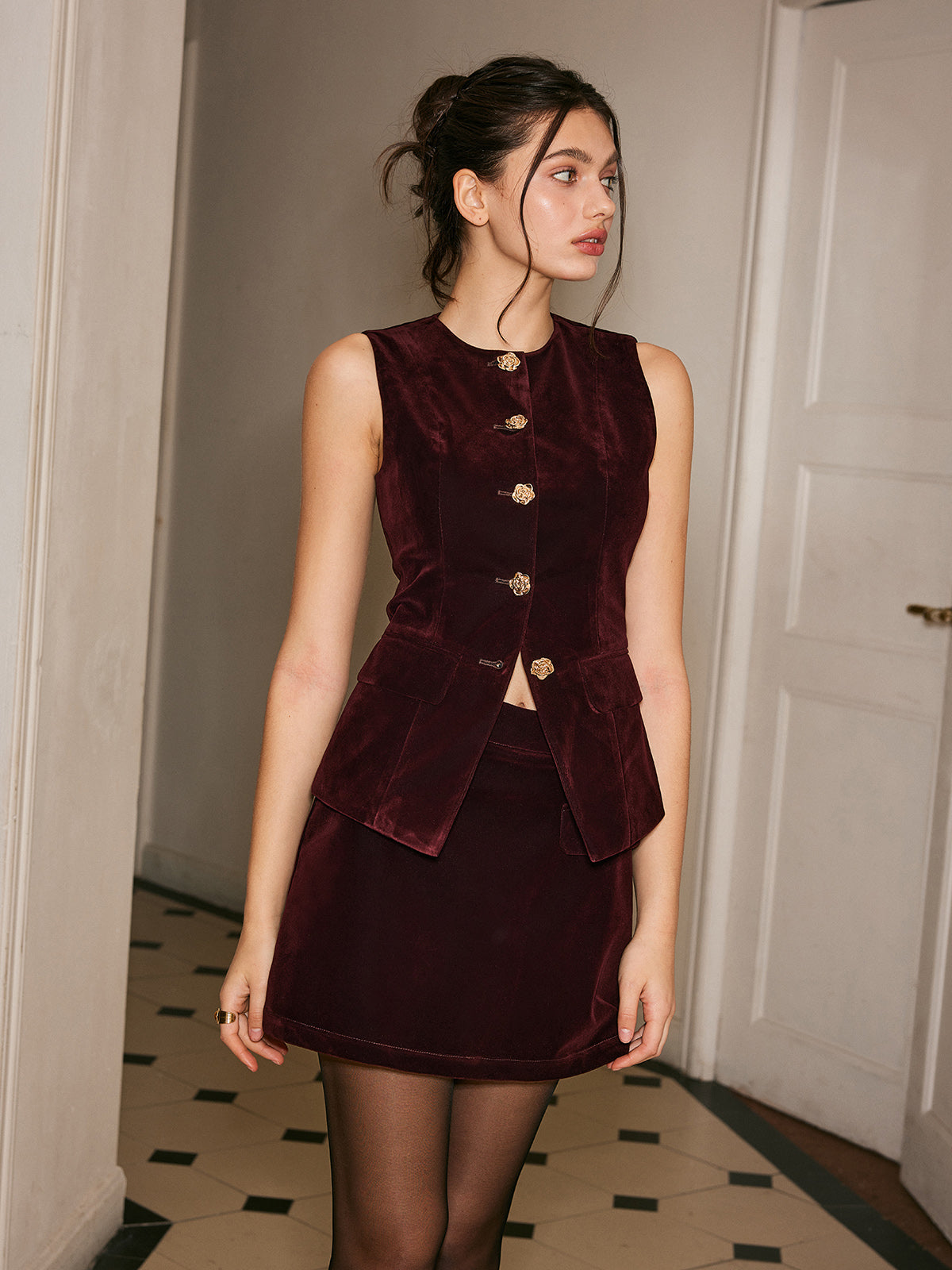Prestige Style Velvet Cinched Vest