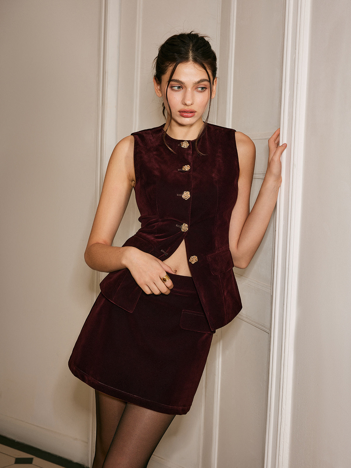 Prestige Style Velvet Cinched Vest