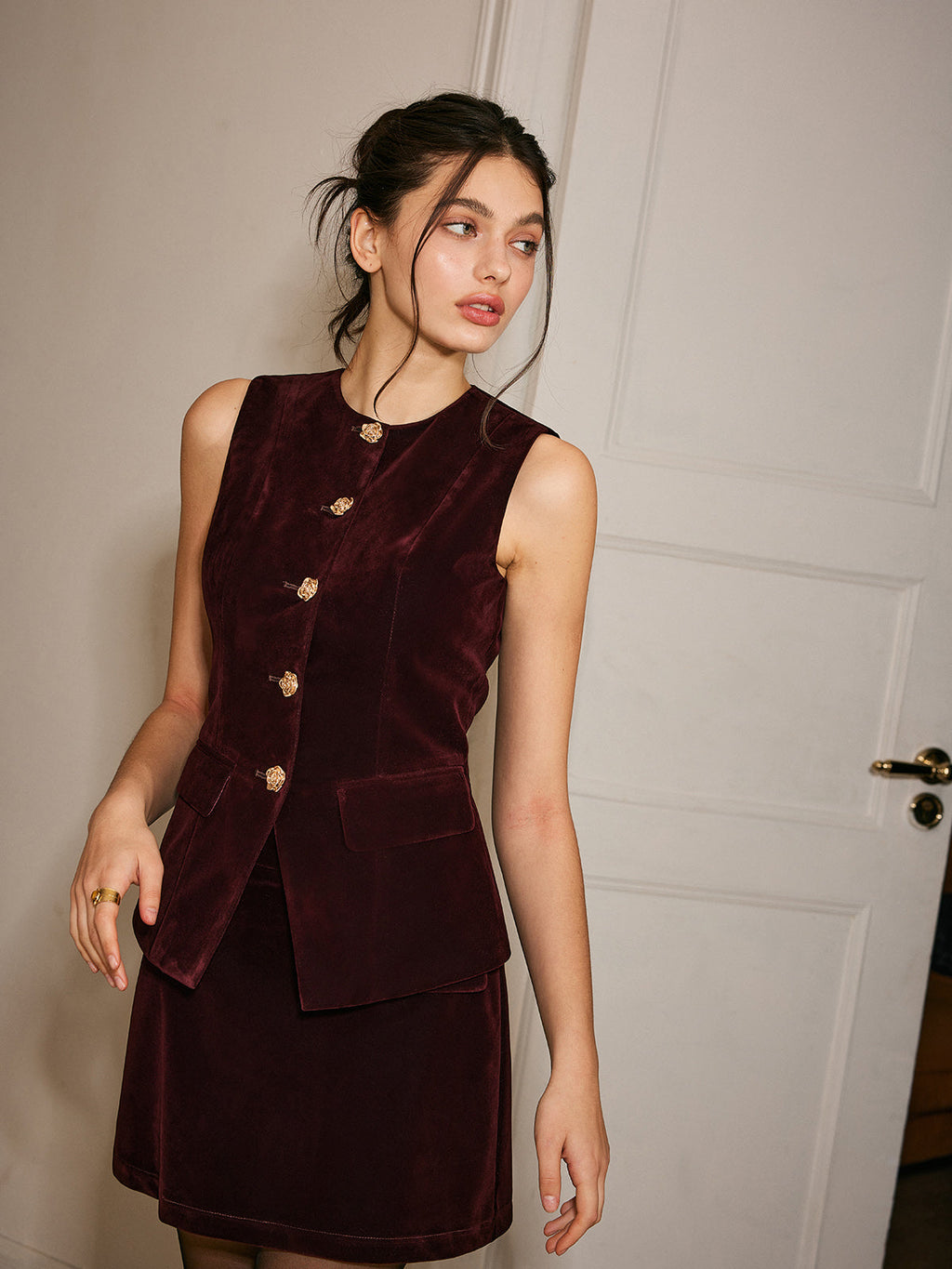 Prestige Style Velvet Cinched Vest