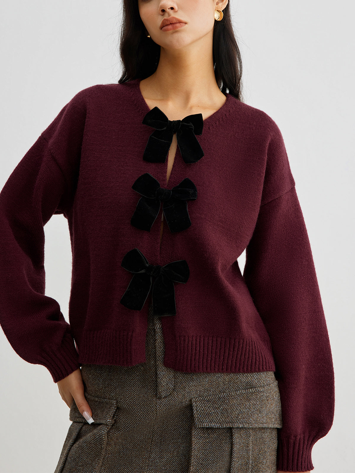 Love City Velvet-Bow Sweater