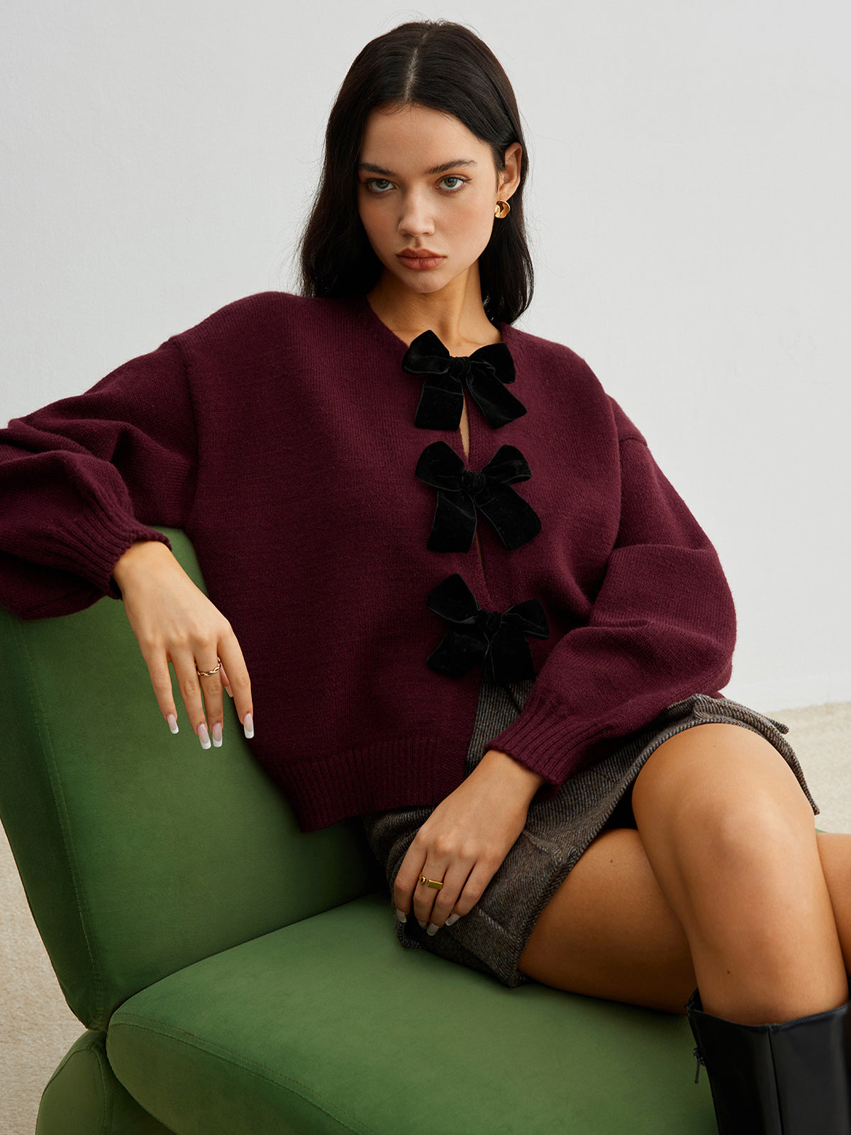 Love City Velvet-Bow Sweater