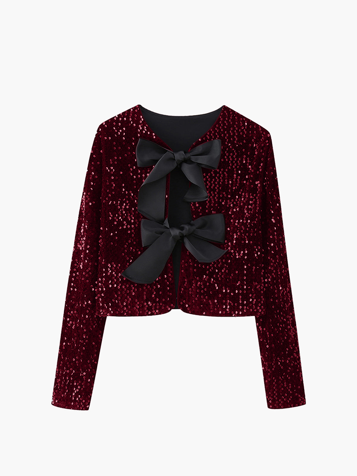 Bow & Glow Sequined Velvet Bowknot Jacket
