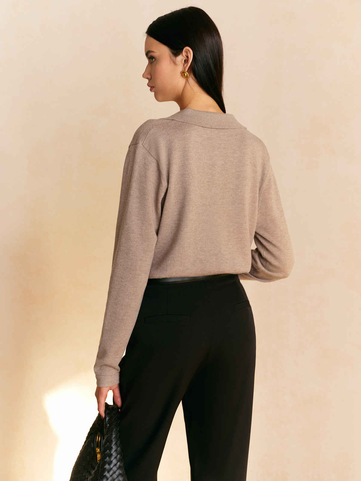 Tiered Touch Collared Pullover Sweater