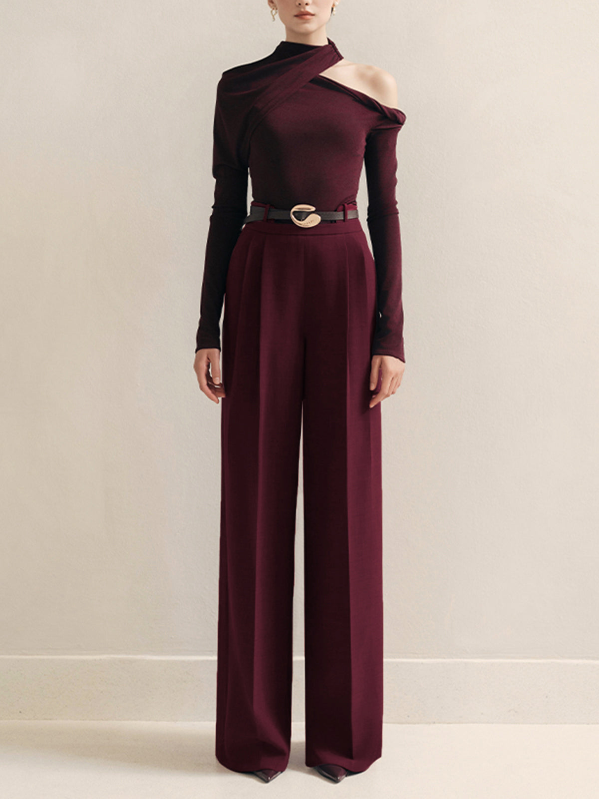 High Command Metal Belt High-Waist Pants
