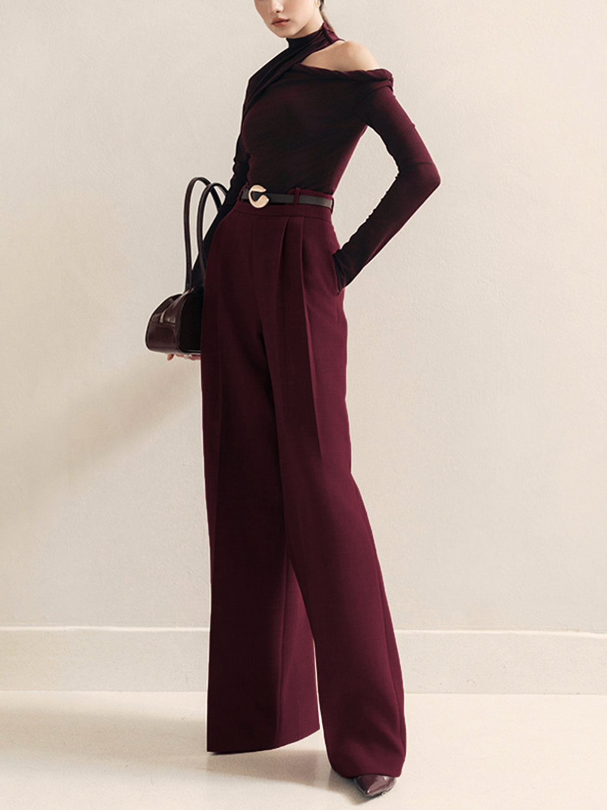 High Command Metal Belt High-Waist Pants