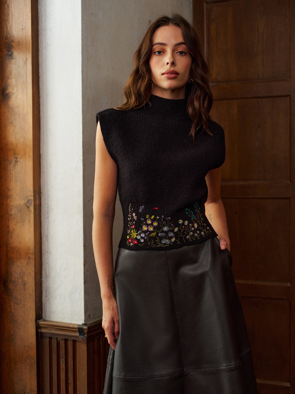 Garden Party Embroidery Floral Sweater Vest