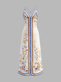 Bloom & Flow Floral Printed Halter Long Dress