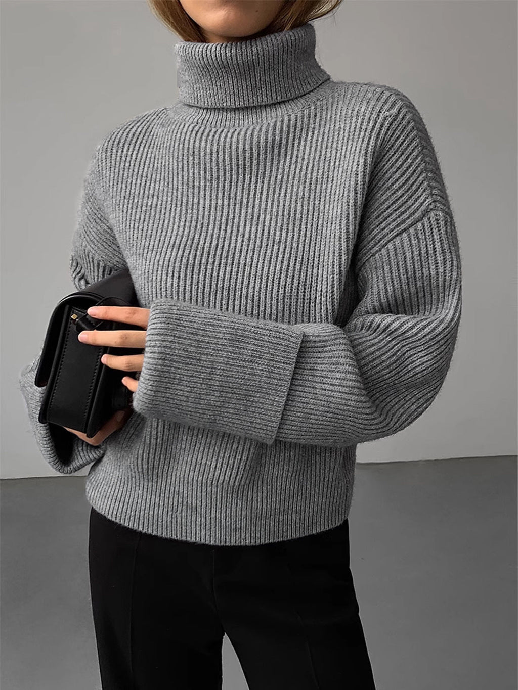 Warm Embrace Turtleneck Ribbed Sweater