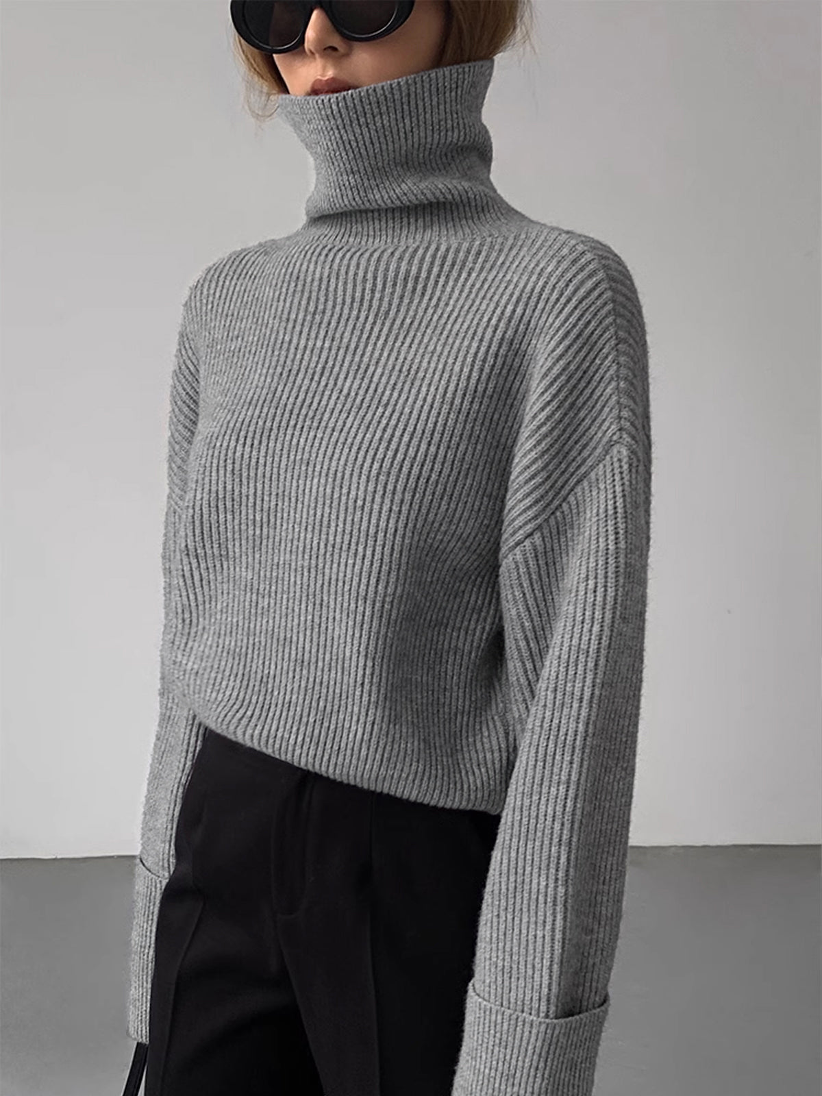 Warm Embrace Turtleneck Ribbed Sweater