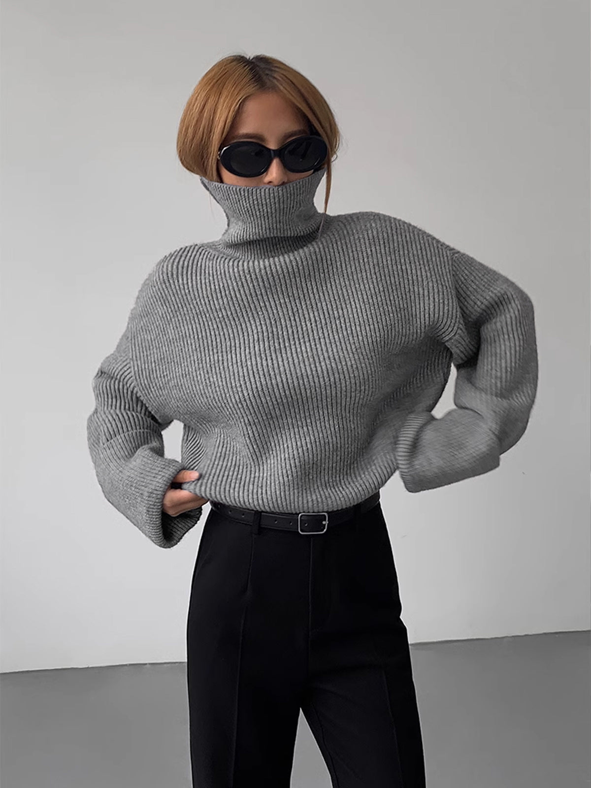 Warm Embrace Turtleneck Ribbed Sweater