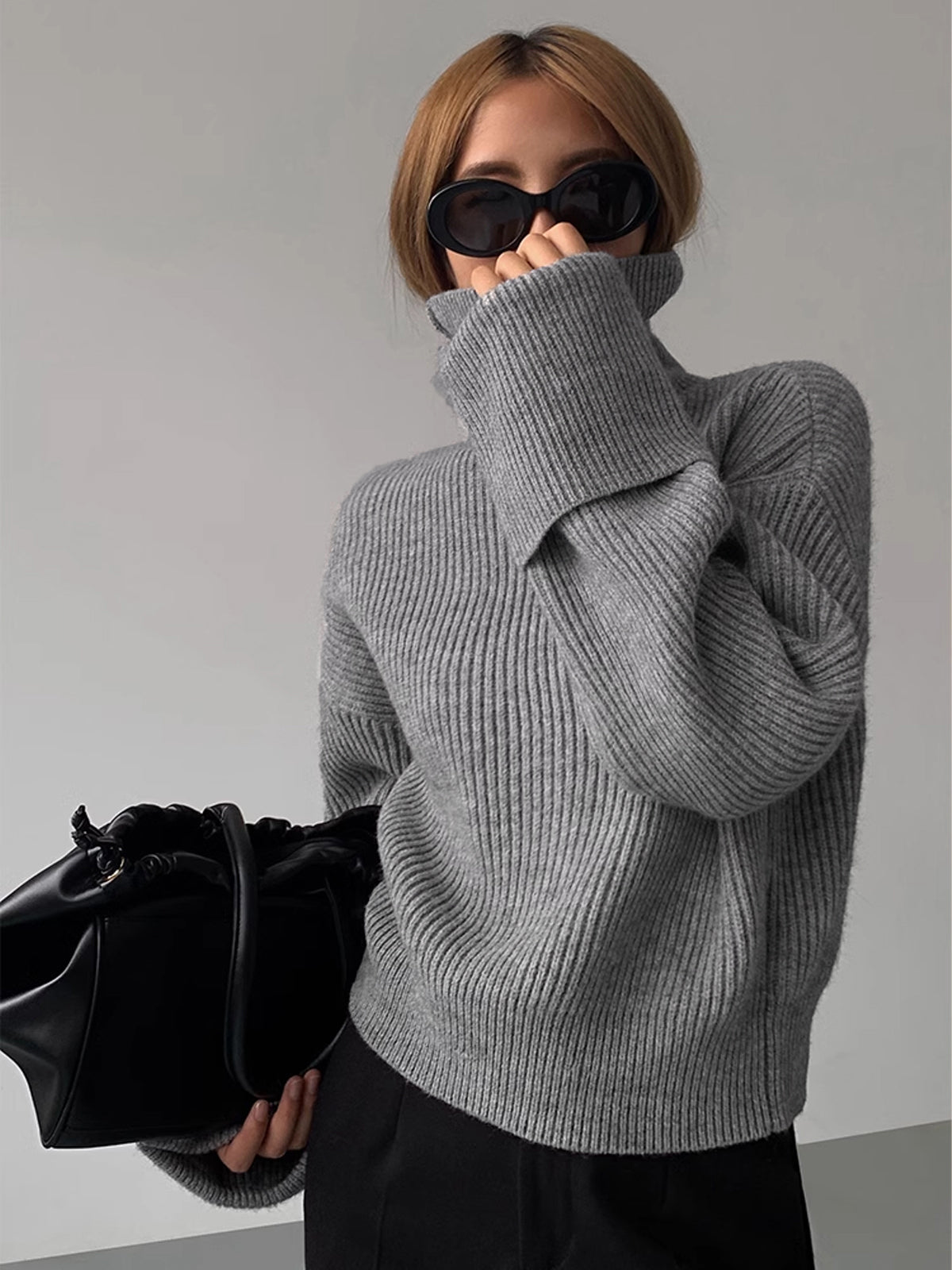 Warm Embrace Turtleneck Ribbed Sweater
