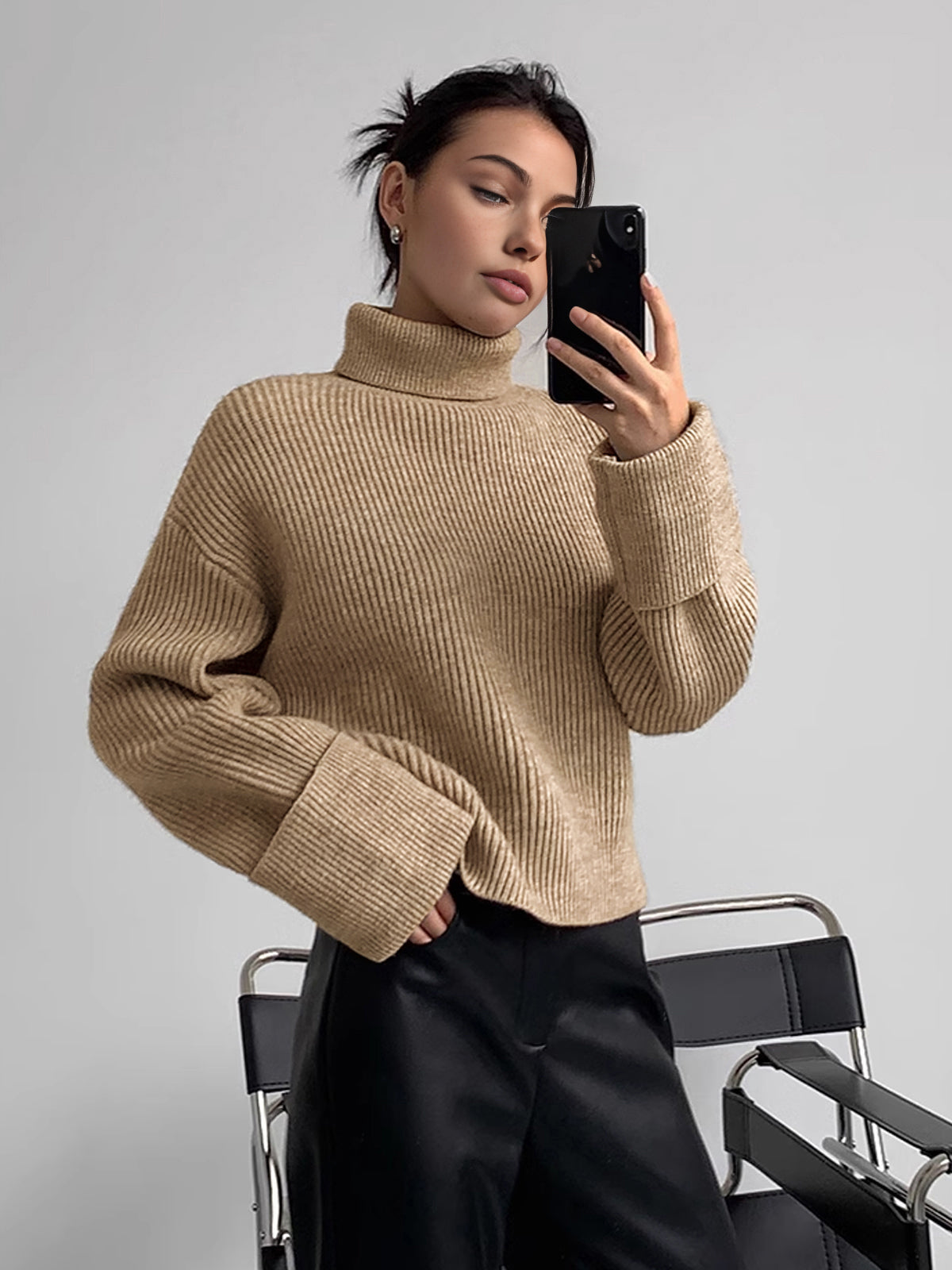Warm Embrace Turtleneck Ribbed Sweater