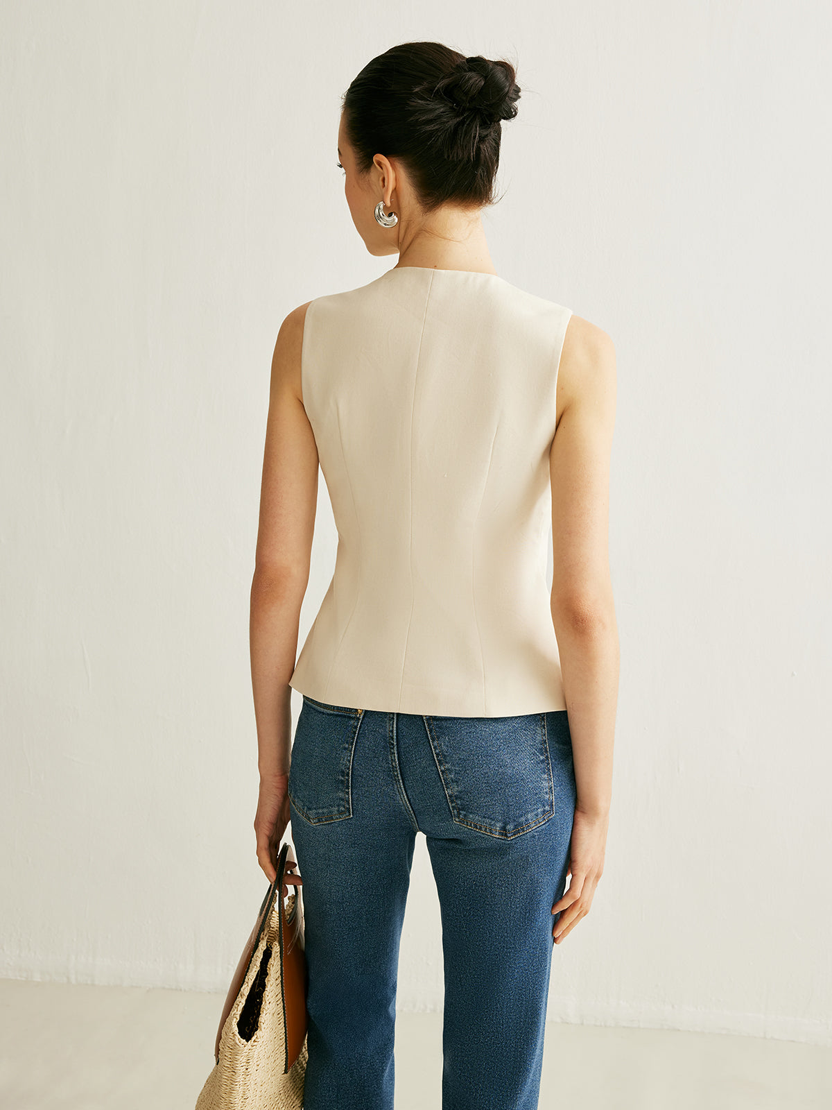 Bold Edge Metal Detail Split Vest