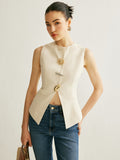 Bold Edge Metal Detail Split Vest