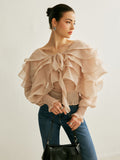 Whisper Semi-Sheer Ruffle Backless Top