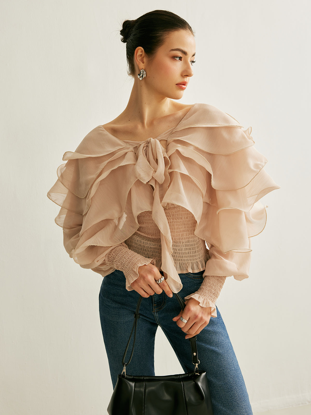 Whisper Semi-Sheer Ruffle Backless Top