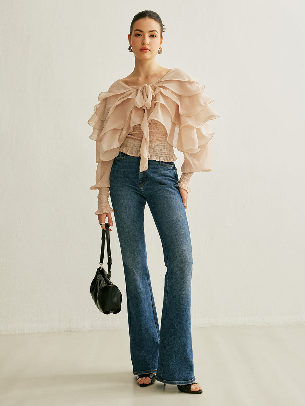Whisper Semi-Sheer Ruffle Backless Top