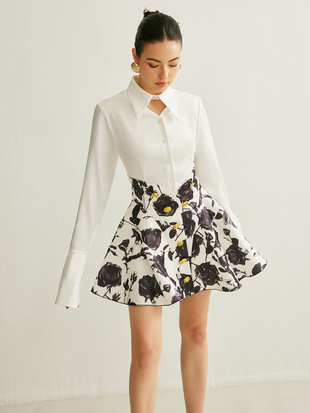 Wildflower Button-Detail Floral Print Skirt