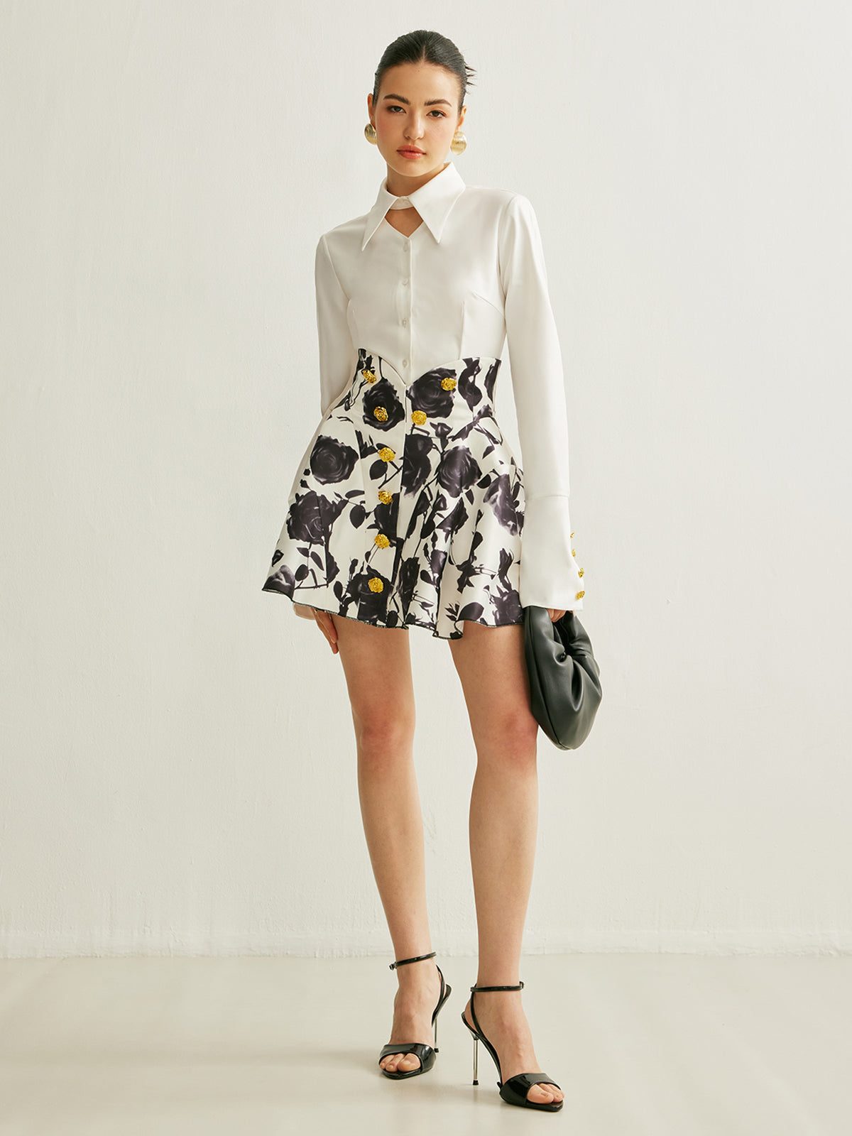 Wildflower Button-Detail Floral Print Skirt