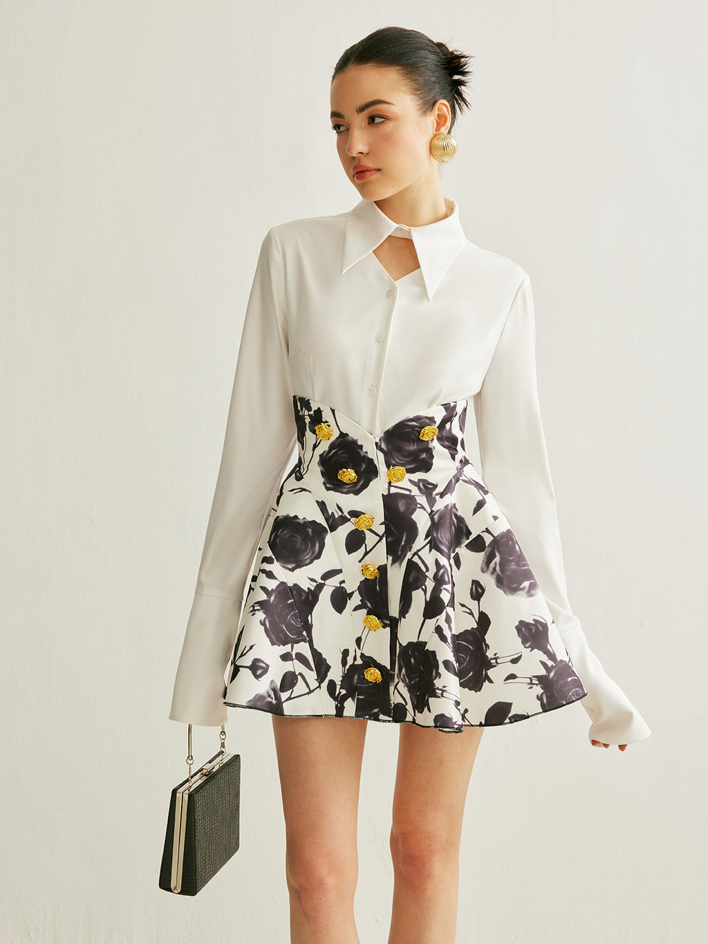Wildflower Button-Detail Floral Print Skirt