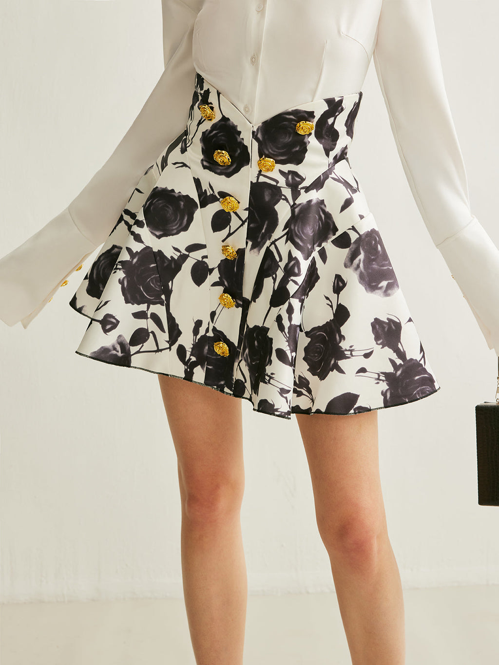 Wildflower Button-Detail Floral Print Skirt