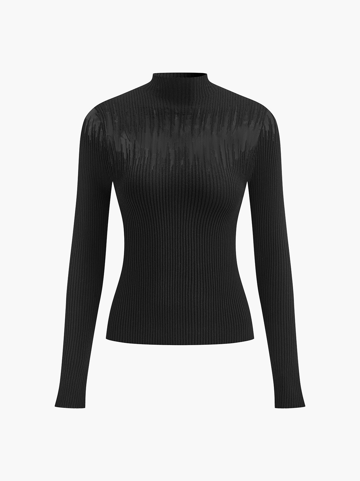 Sheer Moment Mock Neck Panel Knit Top