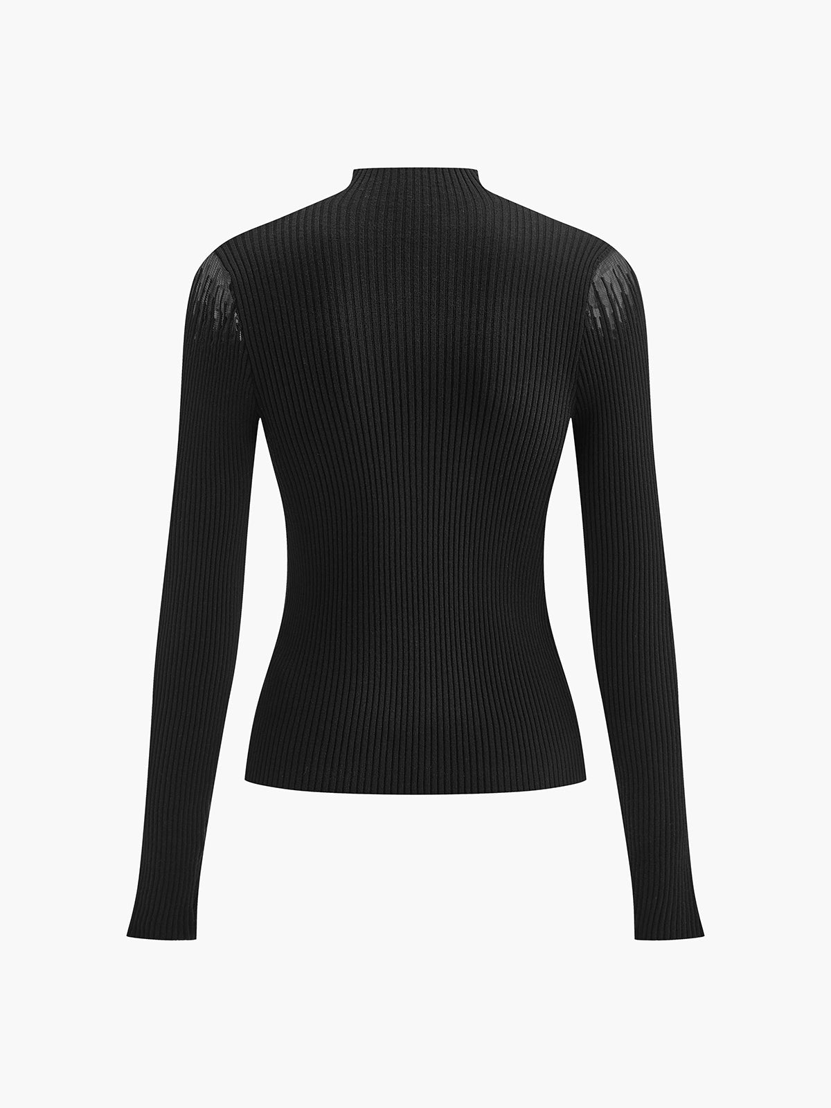 Sheer Moment Mock Neck Panel Knit Top