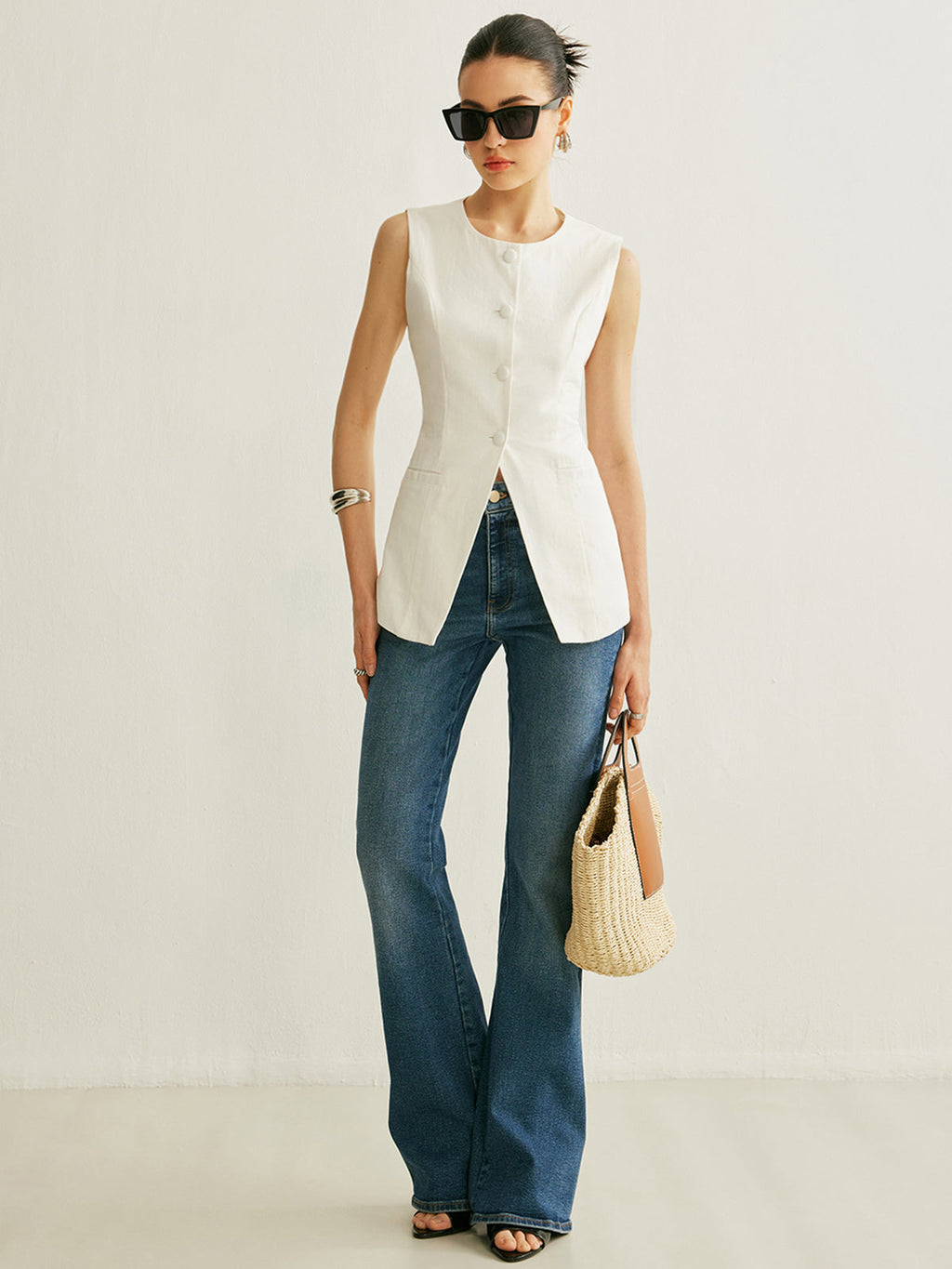 Girl Statement Classy Button Sleeveless Vest