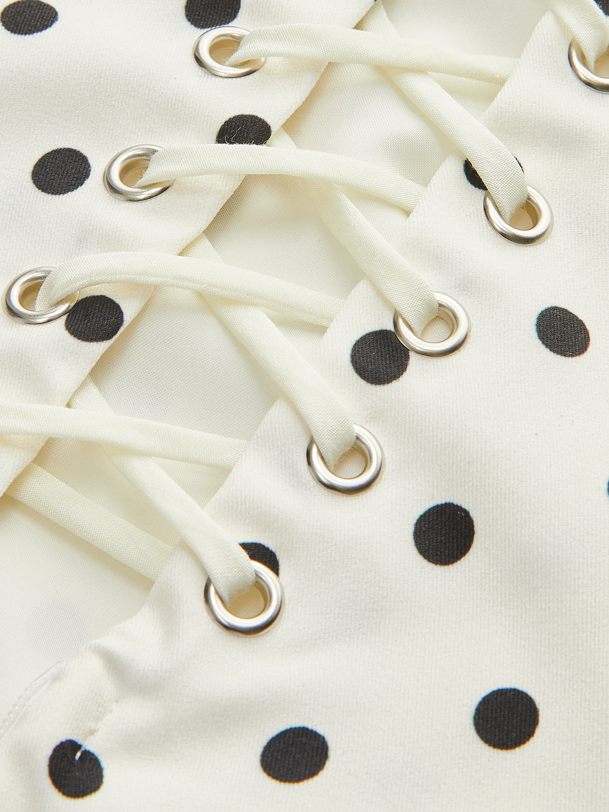 North West Polka Dot Lace-Up Dress