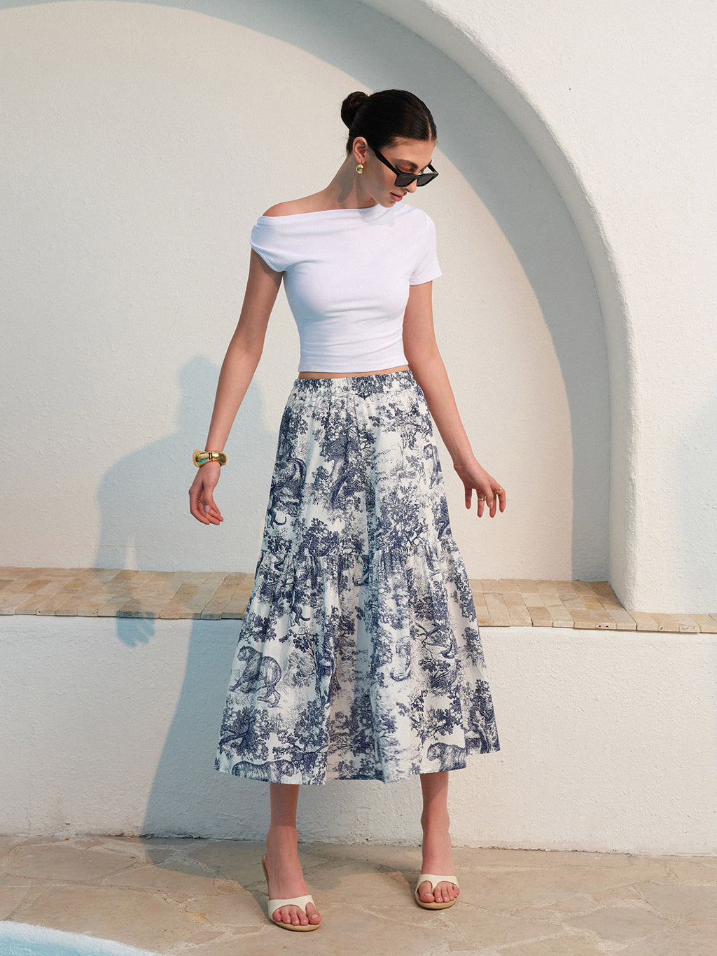 Petal Storm Floral Elegant Ruffled Skirt