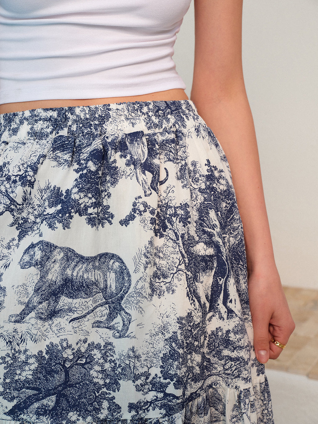 Petal Storm Floral Elegant Ruffled Skirt