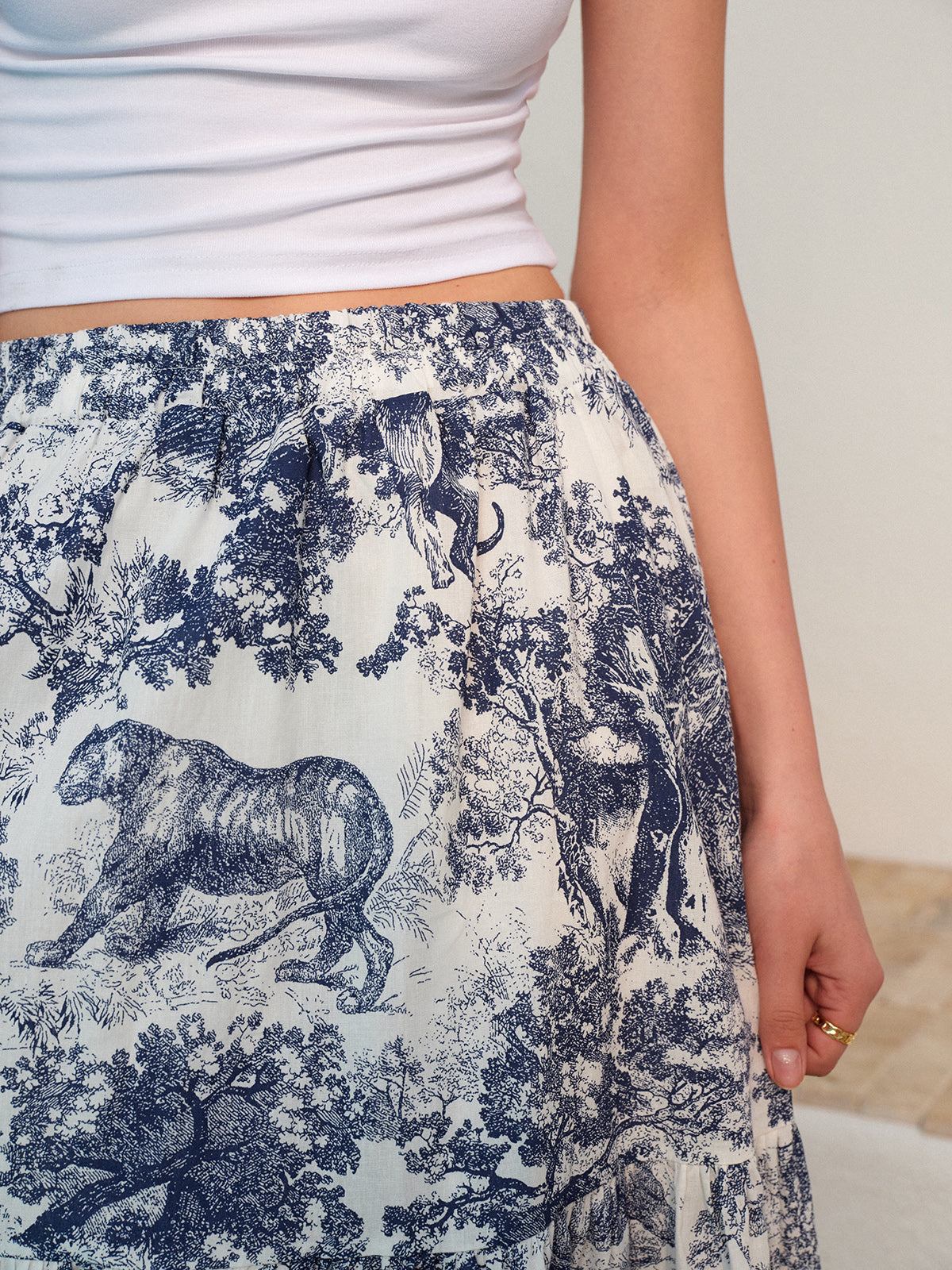 Petal Storm Floral Elegant Ruffled Skirt