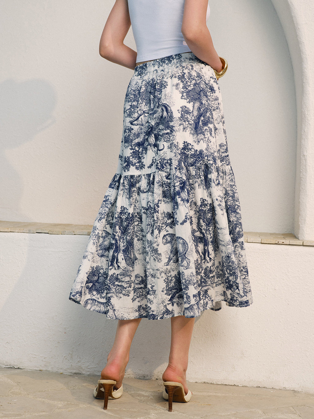 Petal Storm Floral Elegant Ruffled Skirt