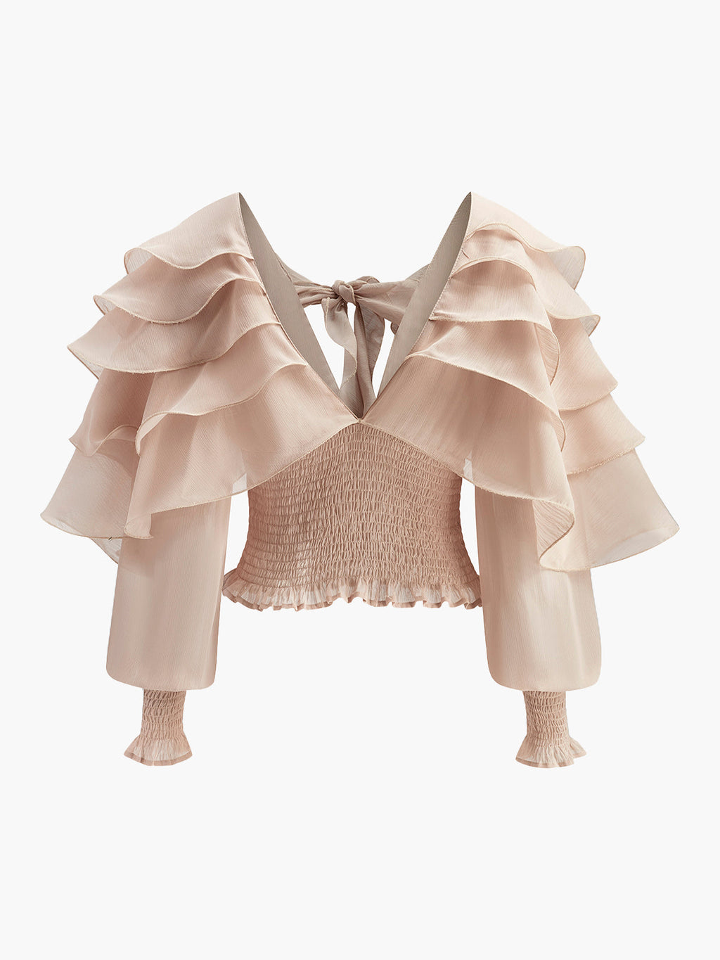 Whisper Semi-Sheer Ruffle Backless Top