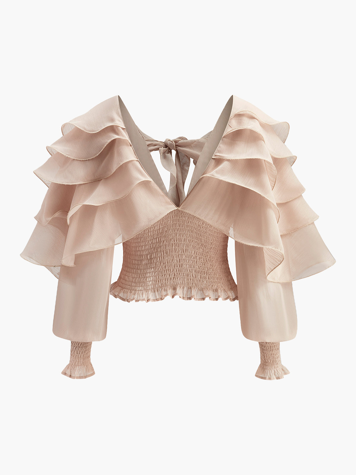 Whisper Semi-Sheer Ruffle Backless Top