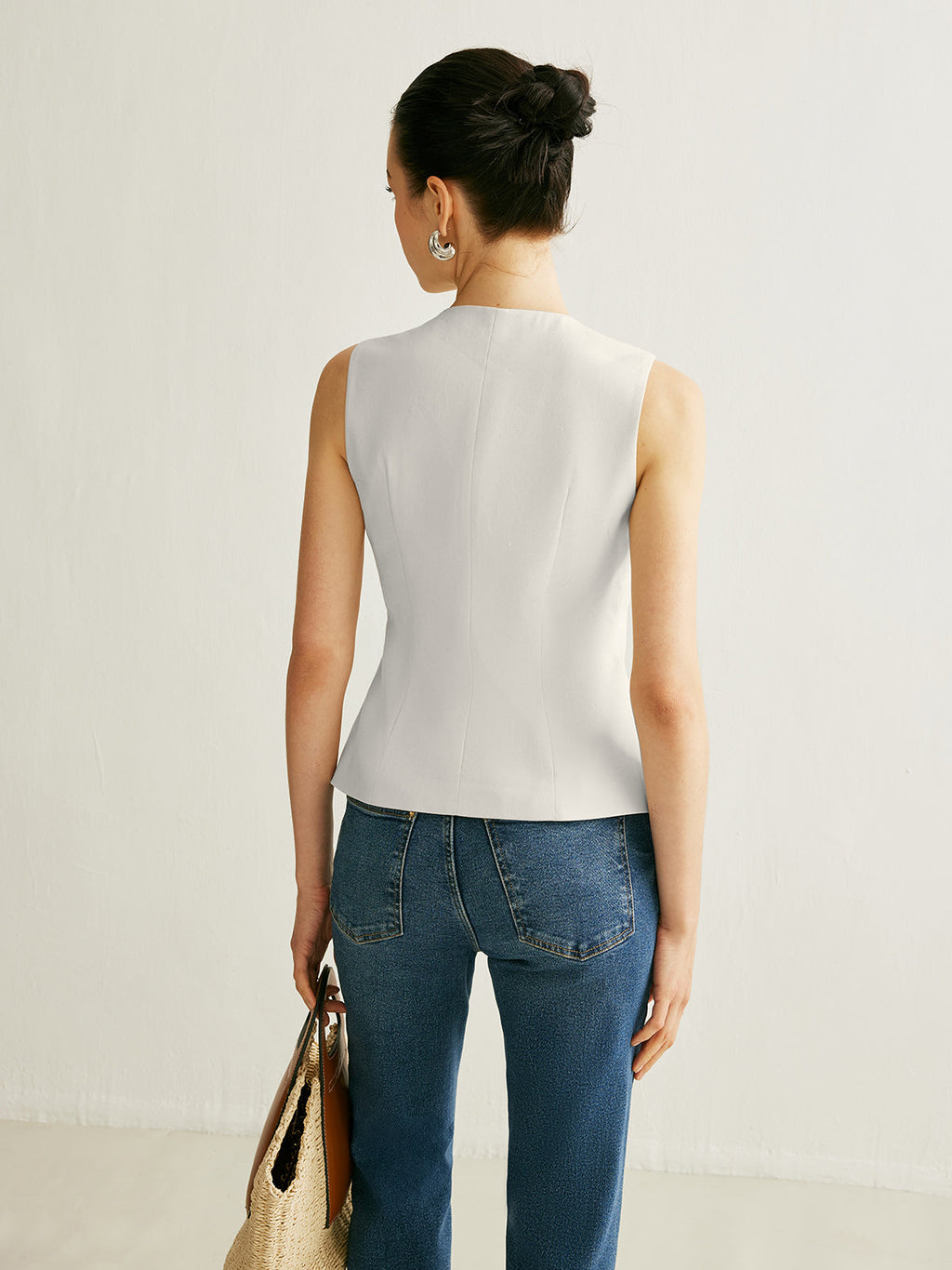Bold Edge Metal Detail Split Vest