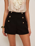 The Uptown High-Waist Chic Button Shorts