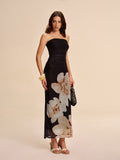 Strapless Chic Floral Mesh Dress