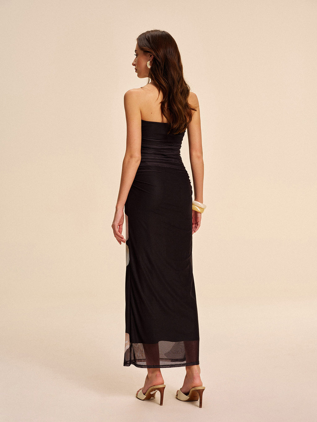 Strapless Chic Floral Mesh Dress