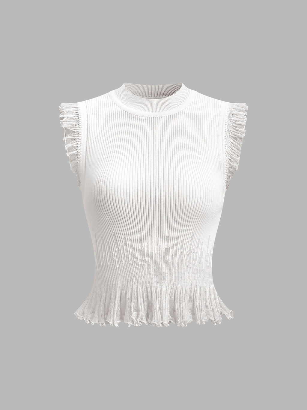Soft Landing Ribbed Knit Ruffle Top