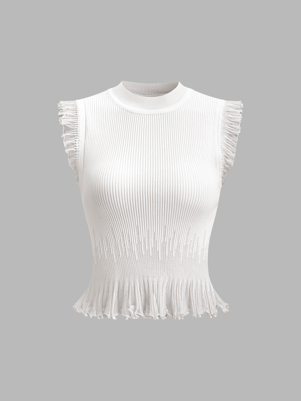 Soft Landing Ribbed Knit Ruffle Top