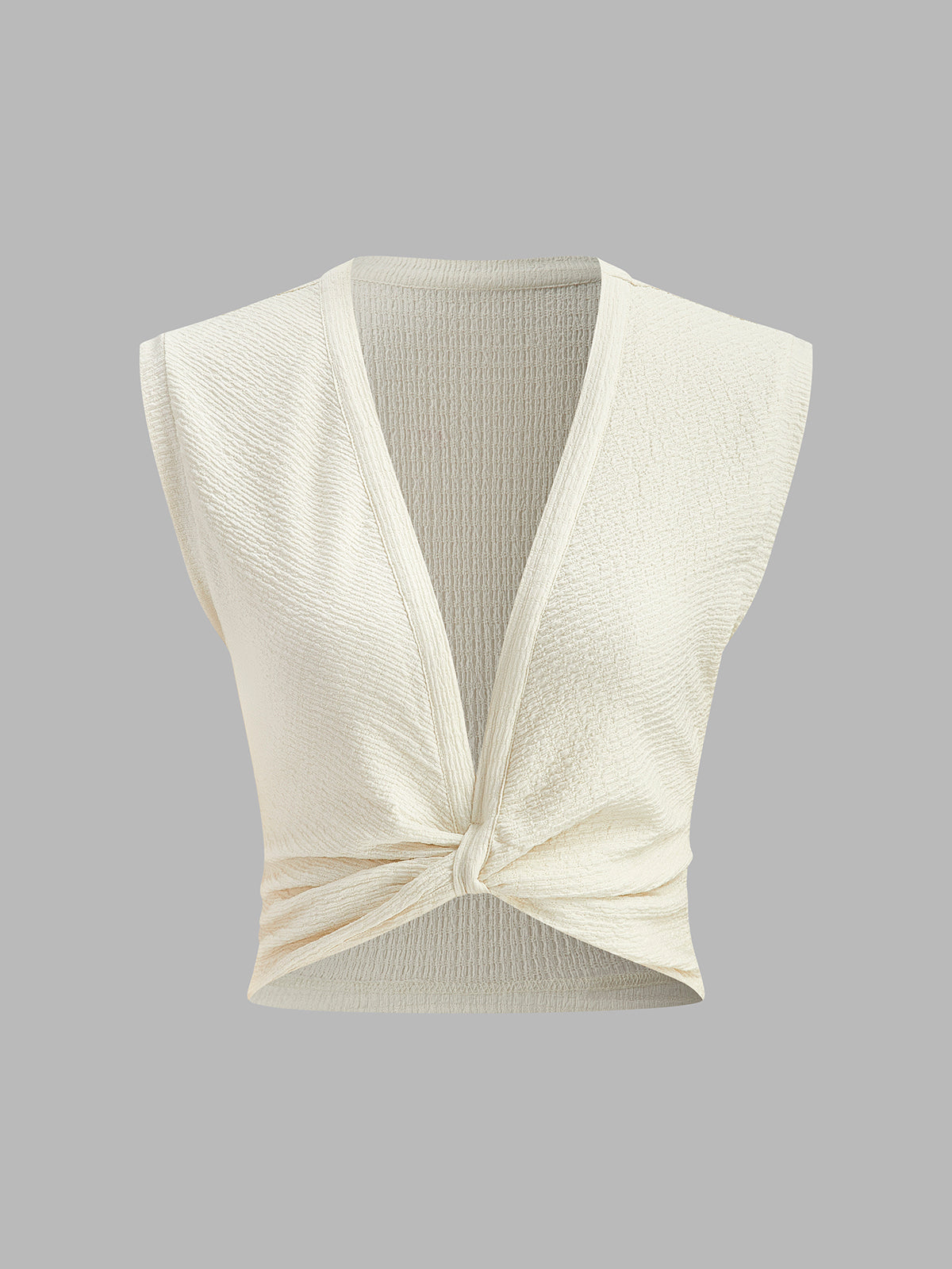 Her Day V-Neck Knot Front Sleeveless Top