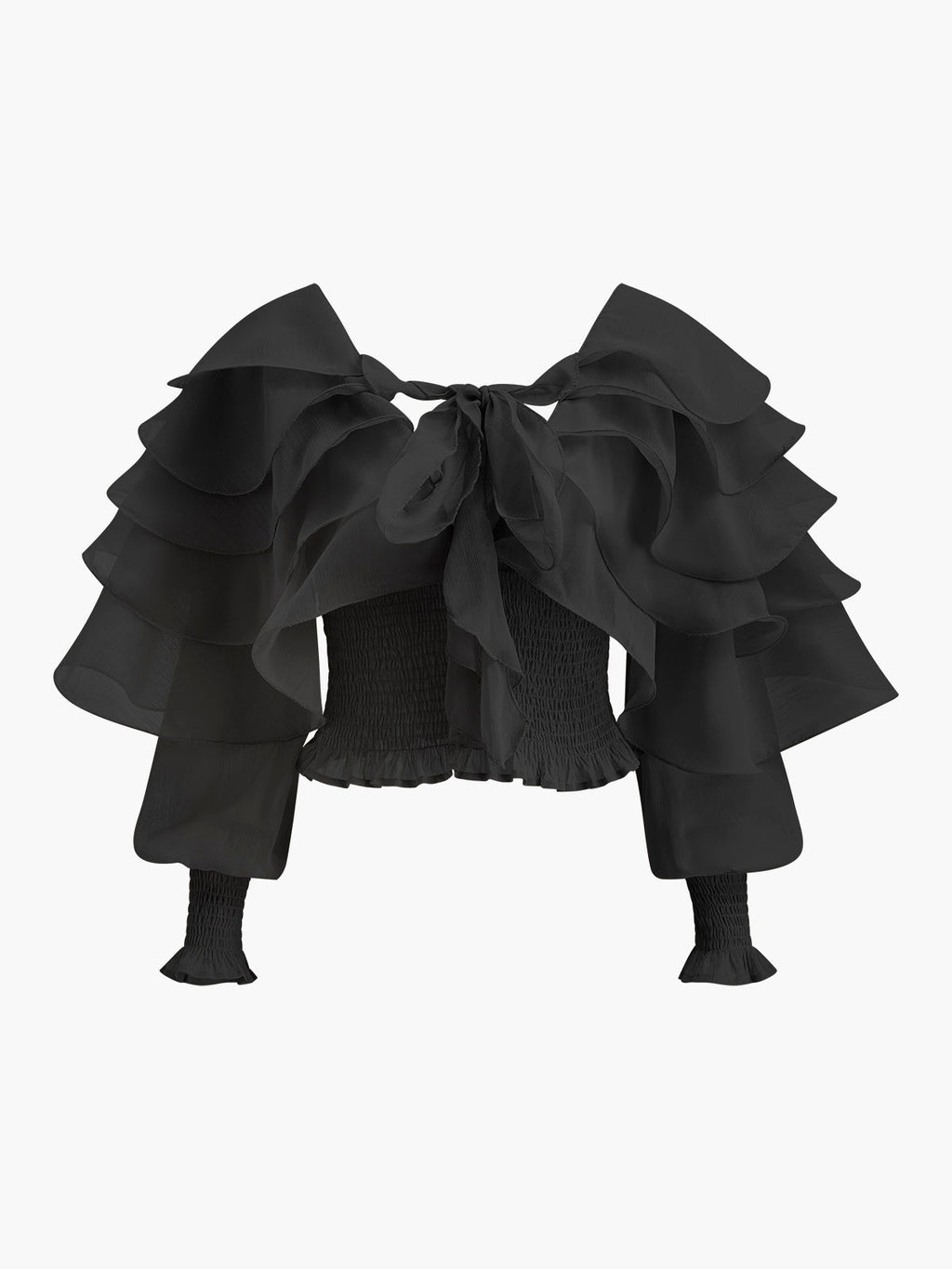 Whisper Semi-Sheer Ruffle Backless Top