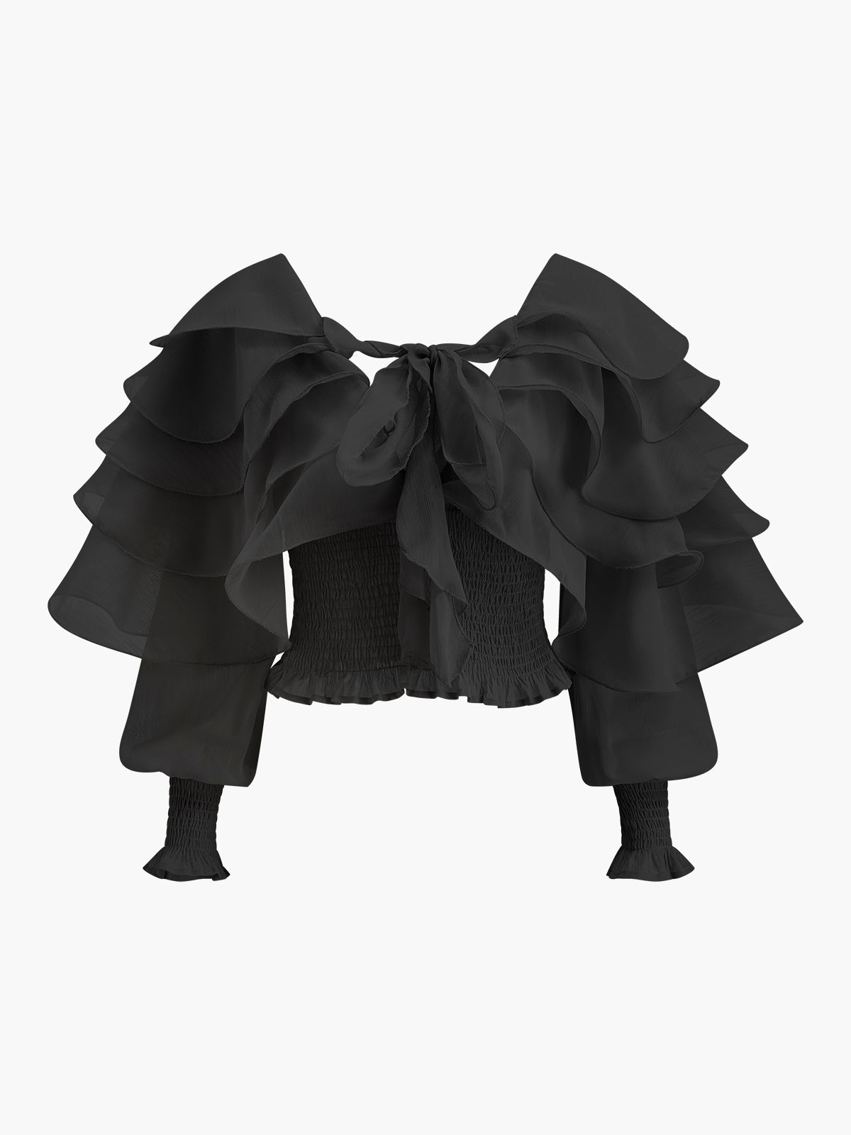 Whisper Semi-Sheer Ruffle Backless Top