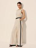 Clean Lines Linen & Cotton Zipper Contrast Binding Pants Set