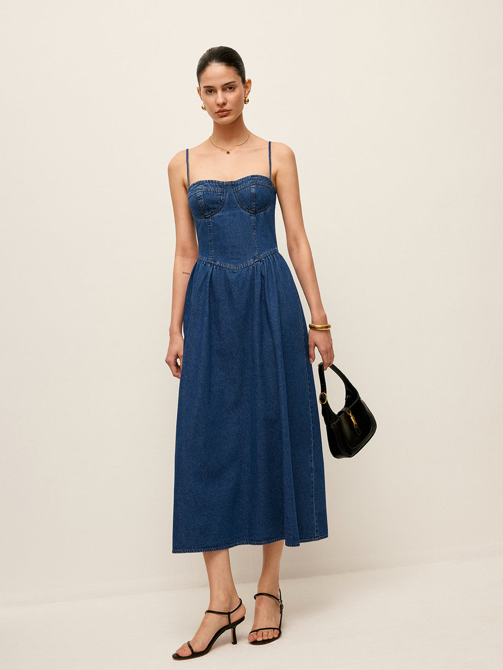 Denim Sweetheart Chic Collar Dress
