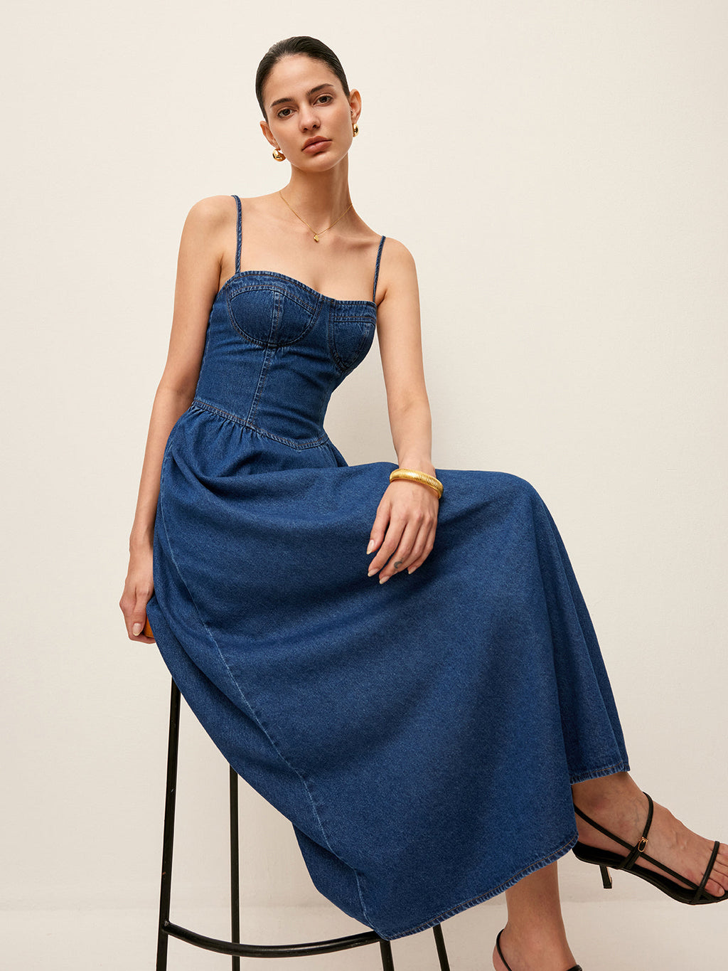 Denim Sweetheart Chic Collar Dress